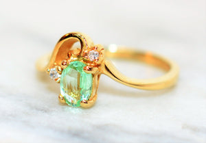 Natural Paraiba Tourmaline & Diamond Ring 14K Solid Gold .38tcw Gemstone Birthstone Ring Jewellery Estate Jewelry Women's Ring Fine Jewelry