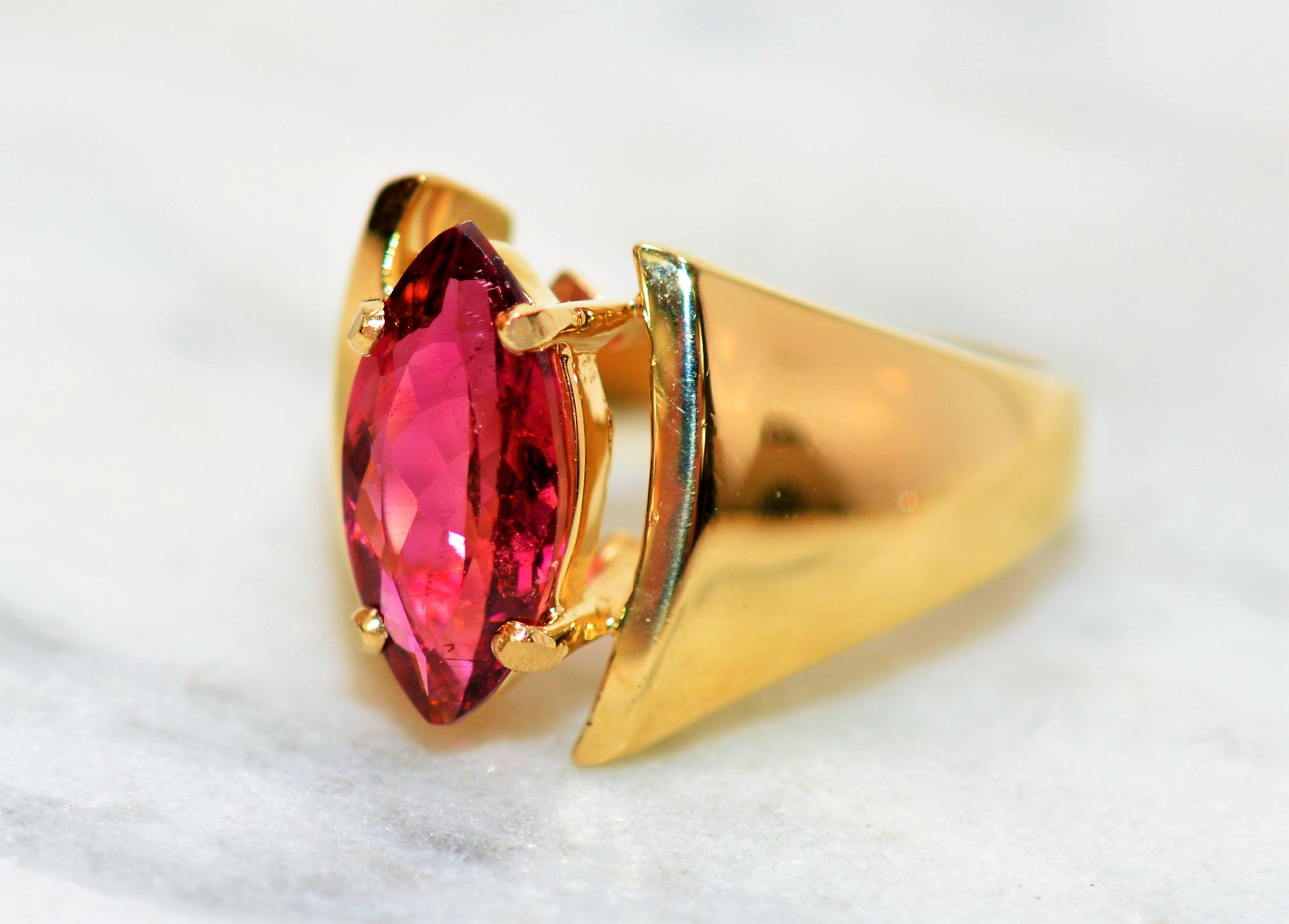 Natural Rubellite Ring 14K Solid Gold 1.92ct Pink Tourmaline Ring Solitaire Ring Cocktail Ring Gemstone Ring Womens Ring Ladies Ring Jewelry
