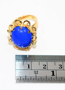 Natural Lapis Lazuli Ring 14K Solid Gold Gemstone Ring Blue Ring Birthstone Ring Estate Ring Statement Ring Cocktail Ring Fine Vintage Ring