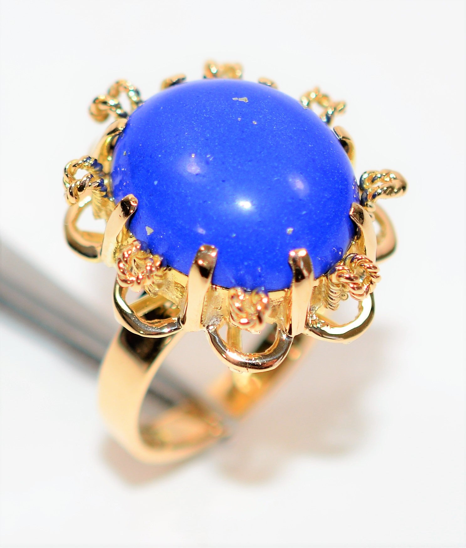 Natural Lapis Lazuli Ring 14K Solid Gold Gemstone Ring Blue Ring Birthstone Ring Estate Ring Statement Ring Cocktail Ring Fine Vintage Ring