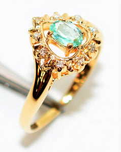 Natural Paraiba Tourmaline & Diamond Ring 14K Solid Gold .38tcw Heart Gemstone Diamond Halo Estate Jewelry Vintage Jewellery Women's Ring