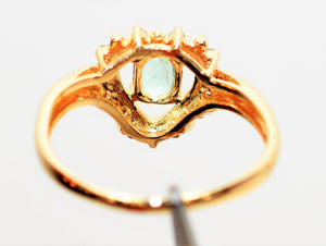 Natural Paraiba Tourmaline & Diamond Ring 14K Solid Gold .38tcw Heart Gemstone Diamond Halo Estate Jewelry Vintage Jewellery Women's Ring