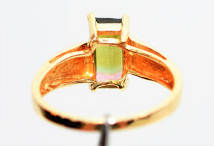 Natural Watermelon Tourmaline Ring 10K Solid Gold 1.43ct Solitaire Ring Gemstone Ring Women's Ring Ladies Ring Statement Ring Cocktail Ring