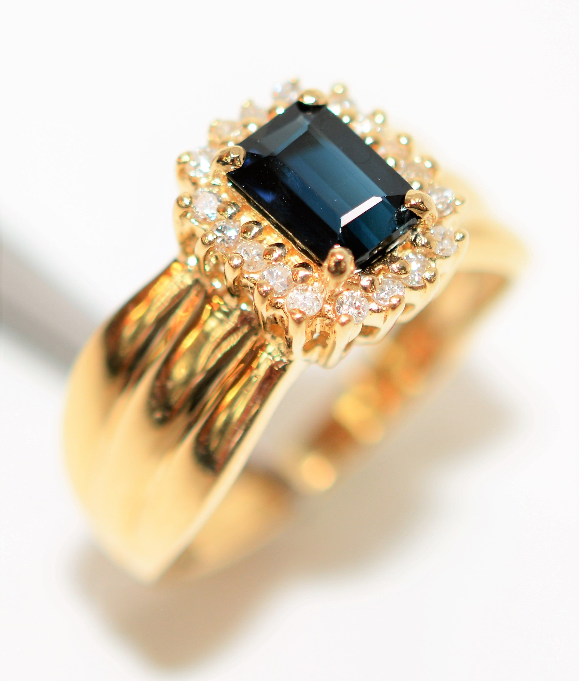 Natural Indicolite Tourmaline & Diamond Ring 14K Solid Gold 1.03tcw Gemstone Ring Womens Ring Halo Ring Birthstone Ring Blue Tourmaline Ring