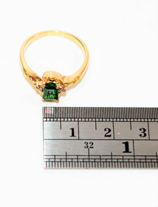 Natural Tsavorite Garnet & Diamond Ring 14K Solid Gold 1.02tcw Nugget Ring Garnet Ring January Birthstone Ring Green Gemstone Ladies Ring