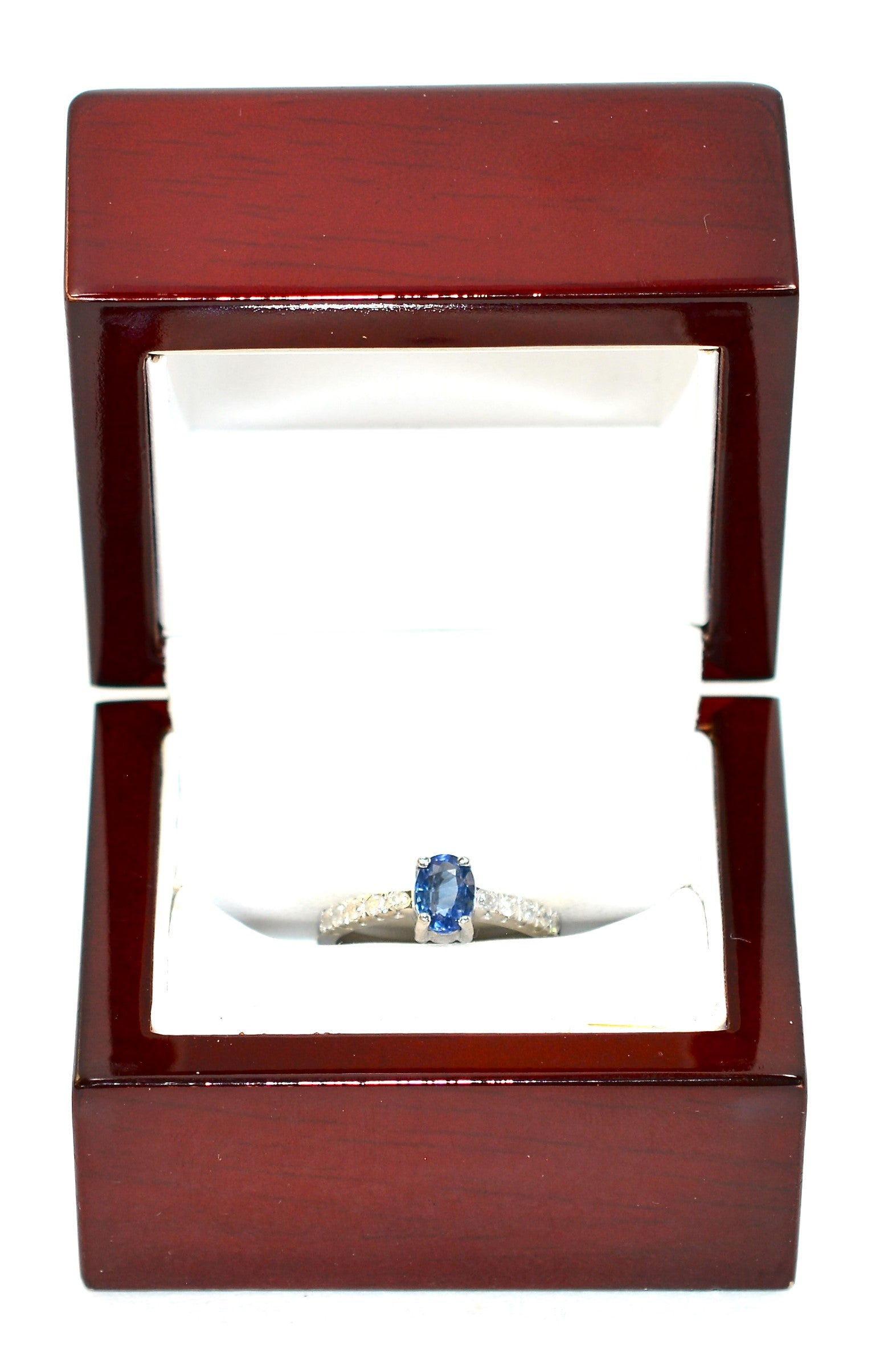 Natural Ceylon Sapphire & Diamond Ring 10K Solid White Gold 1.23tcw Sri Lankan Sapphire Engagement Ring Bridal Jewelry Fine Estate Jewellery