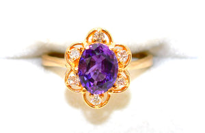 Natural Amethyst & Diamond Ring 14K Solid Gold Ring 1.93tcw Gemstone Ring February Birthstone Ring Statement Ring Cocktail Ring Fashion Ring