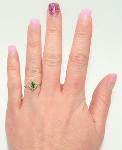 Natural Tsavorite Garnet & Diamond Ring 14K Solid Gold .55tcw Engagement Ring Green Ring Gemstone Ring January Birthstone Ring Garnet Ring