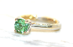A. Jaffe Natural Paraiba Tourmaline & Diamond Ring 14K Gold Ring .86tcw Engagement Ring Gemstone Ring Green Tourmaline Ring Bridal Jewelry