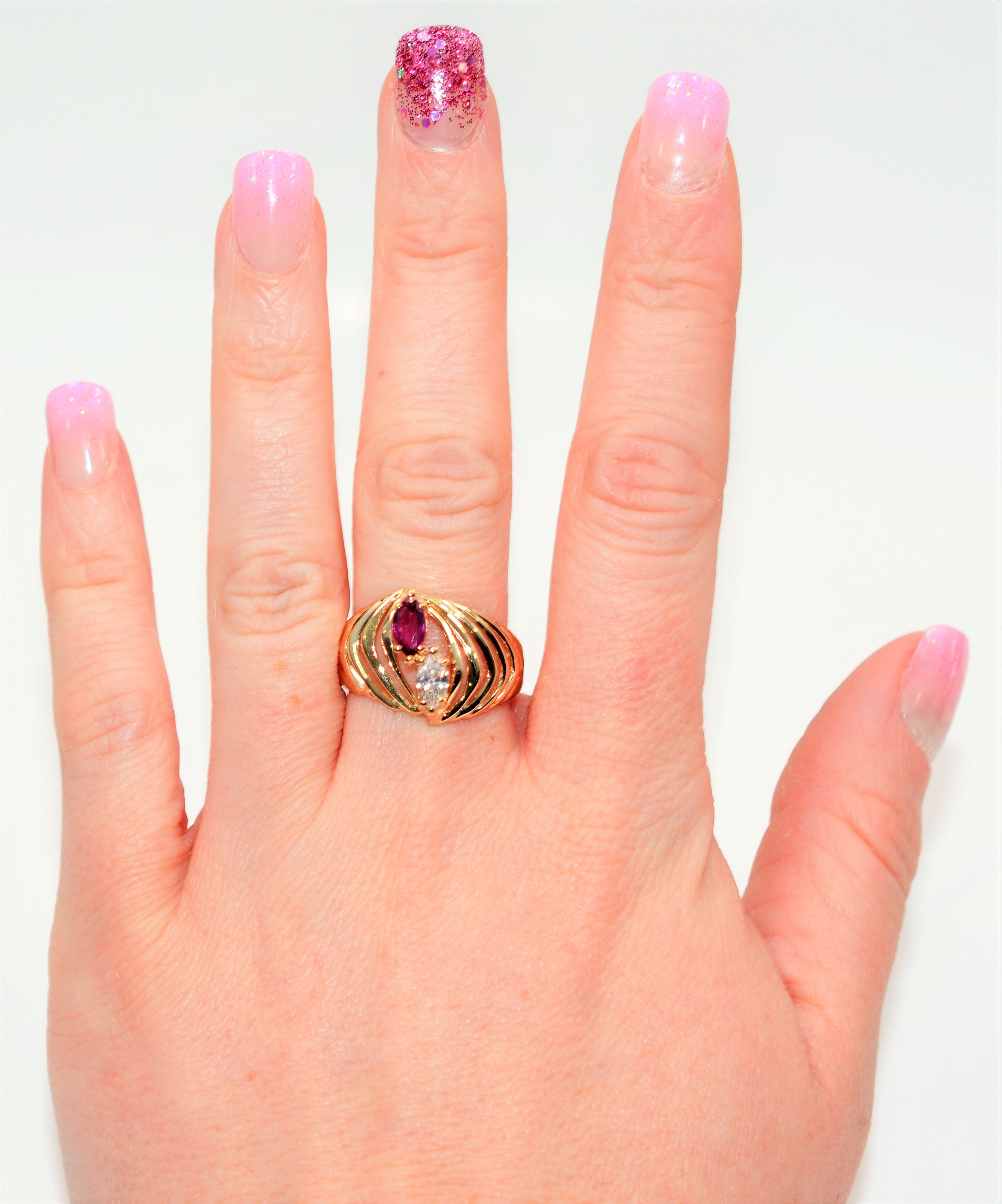 Natural Ruby & Diamond Ring 14K Solid Gold .75tcw Statement Ring Ladies Ring Cocktail Ring July Birthstone Ring Vintage Jewelry  Red Ring