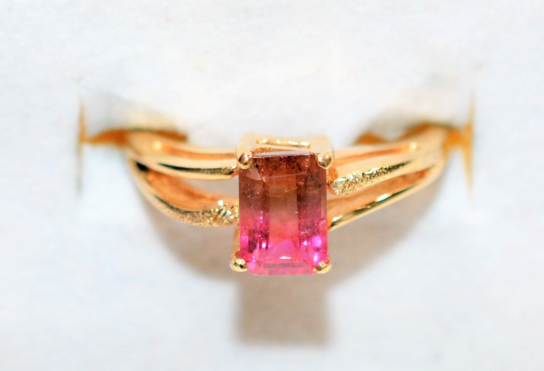 Natural Watermelon Tourmaline Ring 10K Solid Gold 1.26ct Gemstone Ring Solitaire Ring Ladies Ring Birthstone Ring Anniversary Ring Jewellery