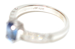 Natural Ceylon Sapphire & Diamond Ring 10K Solid White Gold 1.23tcw Sri Lankan Sapphire Engagement Ring Bridal Jewelry Fine Estate Jewellery