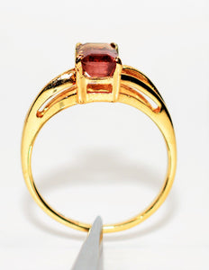 Natural Watermelon Tourmaline Ring 10K Solid Gold 1.26ct Gemstone Ring Solitaire Ring Ladies Ring Birthstone Ring Anniversary Ring Jewellery