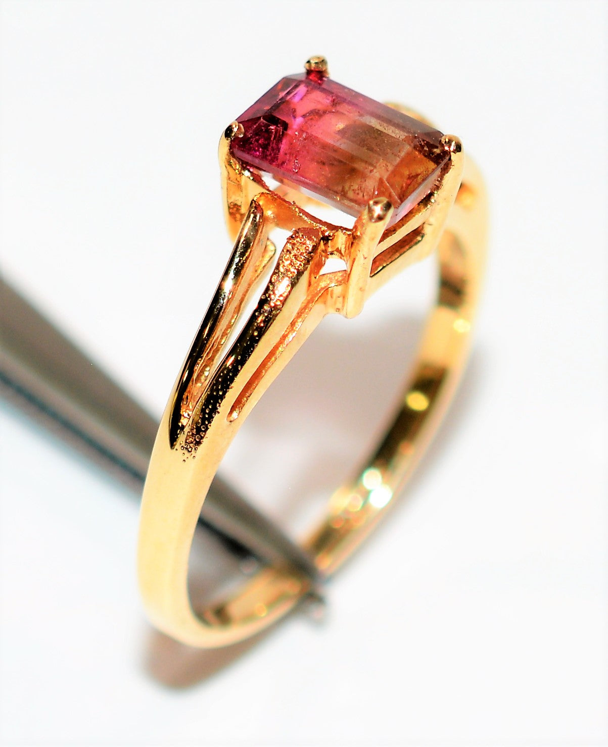 Natural Watermelon Tourmaline Ring 10K Solid Gold 1.09ct Gemstone Ring Solitaire Ring Ladies Ring Birthstone Ring Anniversary Ring Jewellery