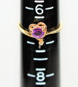Natural Purple Ceylon Sapphire & Diamond Ring 14K Solid Gold .56tcw Heart Ring Gemstone Ring Ceylon Sapphire Ring Fashion Ring Engagement