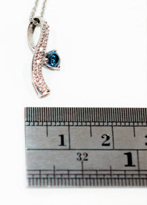 Natural Fancy Blue Diamond Necklace 14K Solid White Gold .33tcw Pendant Necklace Blue Necklace Statement Necklace Cocktail Women’s Necklace