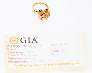 GIA Certified Natural Diamond Ring 14K Solid Gold .19ct GIA Diamond Engagement Ring Cocktail Ring Fine Gold Ring Vintage Ring Solitaire Ring