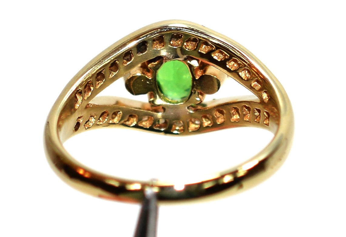 Natural Tsavorite Garnet & Diamond Ring 14K Solid Gold Ring 1.26tcw Garnet Ring Green Ring Birthstone Ring Cocktail Ring Fine Statement Ring