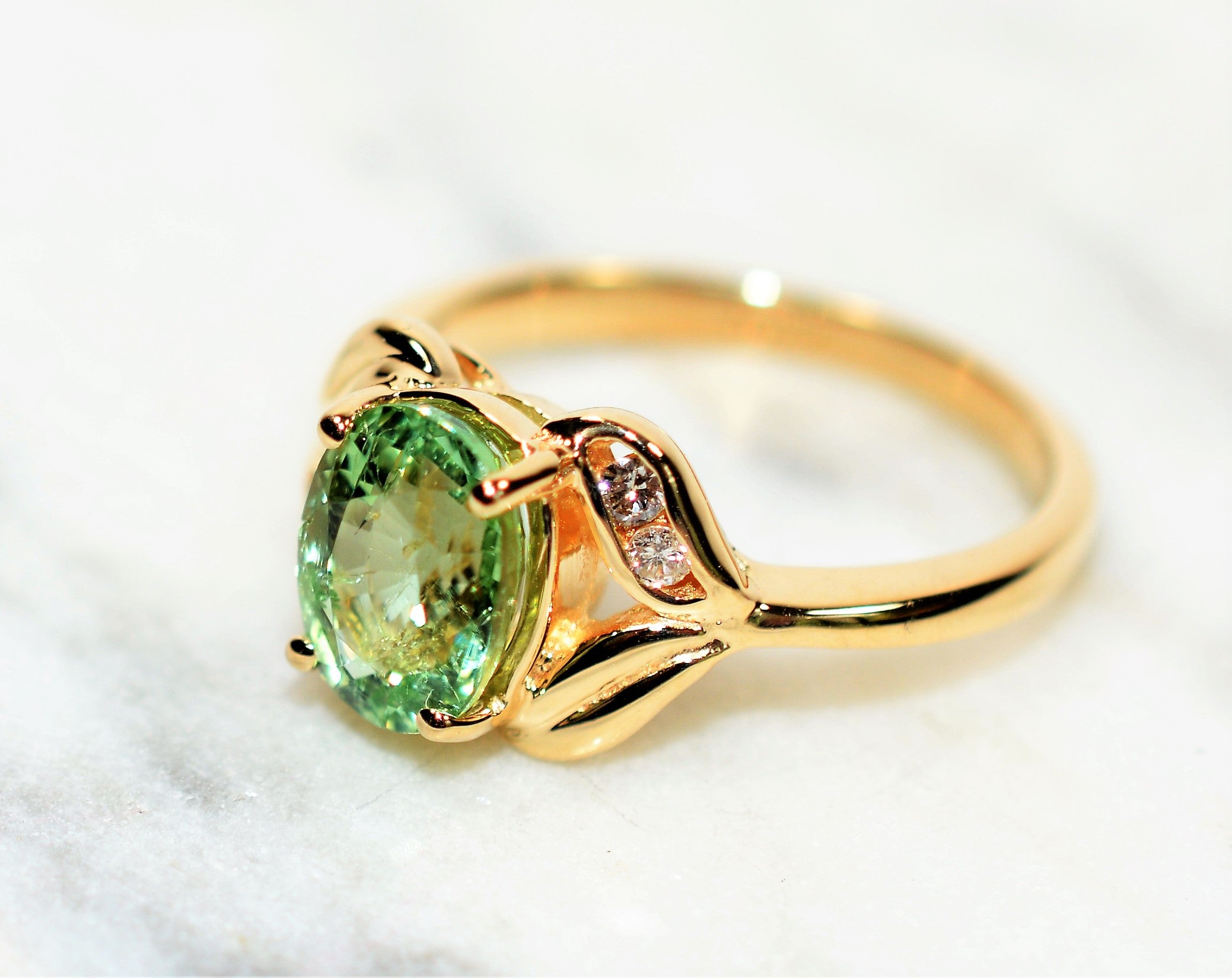Natural Paraiba Tourmaline & Diamond Ring 10K Solid Gold 2.13tcw Women's Ring Gemstone Jewellery Birthstone Ring Statement Ring Fine Jewelry
