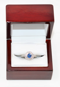 Natural Ceylon Sapphire & Diamond Ring 14K solid White Gold 1.34tcw Sri Lankan Sapphire Ring Engagement Ring Cocktail Ring Diamond Halo Ring