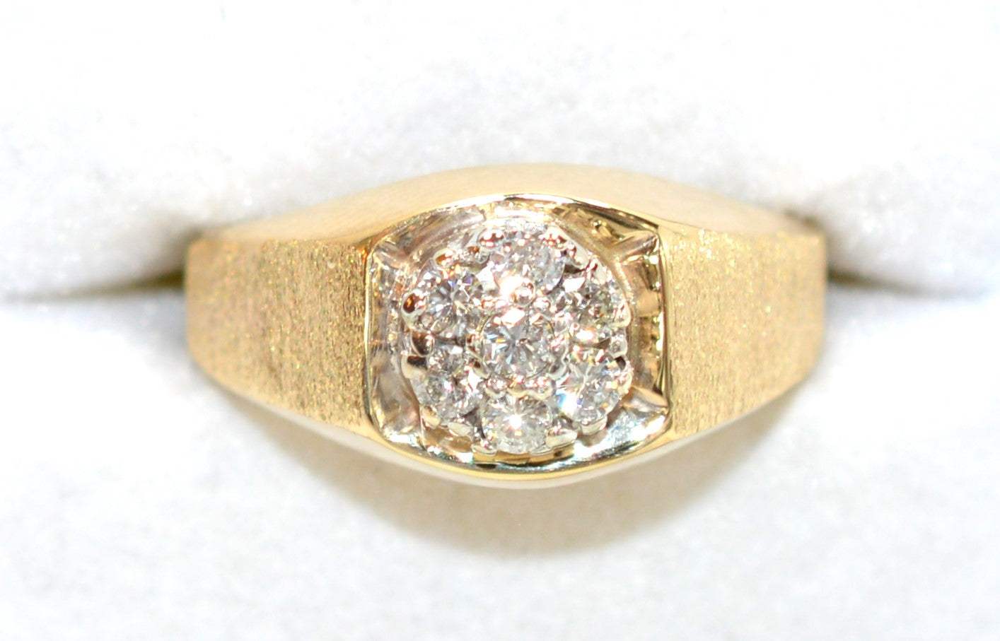 Natural Diamond Ring 14K Solid Gold .21tcw Men's Ring Cocktail Ring Statement Ring Cluster Ring Estate Jewelry Fine Vintage Jewellery Gem