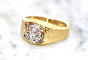 Natural Diamond Ring 14K Solid Gold .21tcw Men's Ring Cocktail Ring Statement Ring Cluster Ring Estate Jewelry Fine Vintage Jewellery Gem