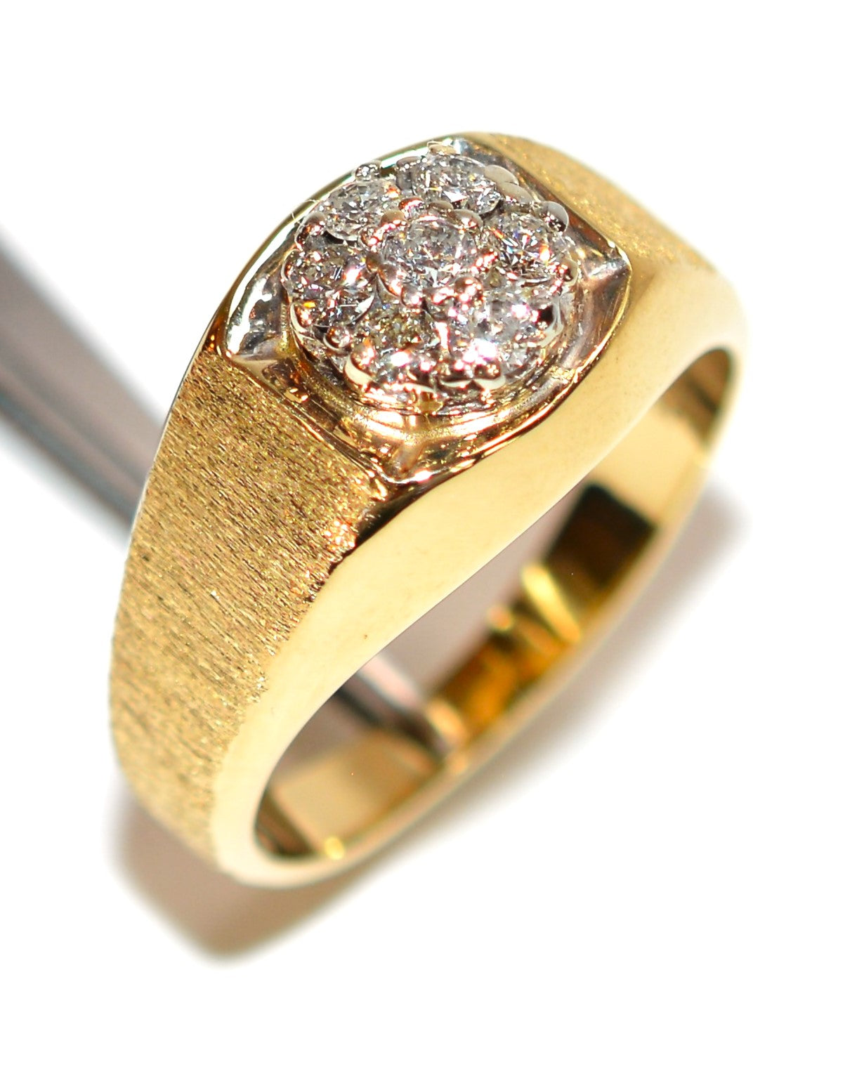 Natural Diamond Ring 14K Solid Gold .21tcw Men's Ring Cocktail Ring Statement Ring Cluster Ring Estate Jewelry Fine Vintage Jewellery Gem