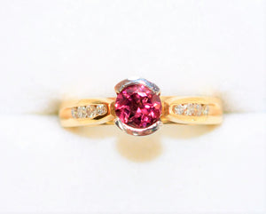 Natural Rubellite & Diamond Ring 14K Solid Gold .98tcw Pink Tourmaline Ring Womens Ring Engagement Ring Cocktail Ring Statement Ring Bridal