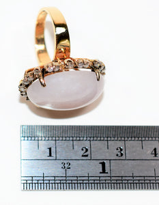 Natural Lavender Jade & Diamond Ring 14K Solid Gold 16.75tcw Cocktail Ring Statement Ring Birthstone Ring Purple Ring Jade Ring Women’s Ring
