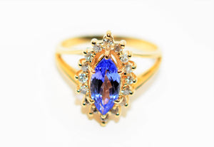Certified Natural D'Block Tanzanite & Diamond Ring 14K Solid Gold 1.40tcw December Birthstone Ring Statement Ring Gemstone Ring Vintage Ring
