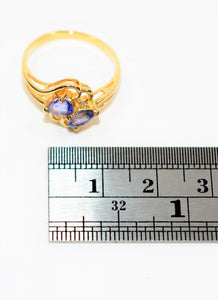 Natural Tanzanite & Diamond Ring 14K Solid Gold 1.00tcw Multi-Stone Ring Statement Ring Tanzanite Ring Ladies Ring Women's Ring Vintage Ring
