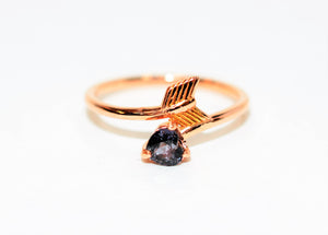 Certified Natural Color Change Sapphire Ring 14K Solid Gold .42ct Heart Ring Arrow Ring Gemstone Ring Promise Ring Stackable Ring Fashion