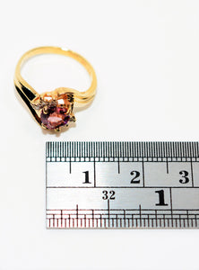 Natural Malaia Malaya Garnet & Diamond Ring 14K Solid Gold 1.10tcw Heart Ring Engagement Ring Gemstone Ring Women's Ring Estate Jewelry