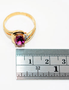 Natural Rubellite & Diamond Ring 14K Solid Gold 1.58tcw Pink Tourmaline Ring Gemstone Ring Womens Ring Ladies Ring Statement Ring Birthstone