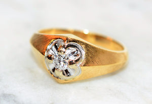 Natural Diamond Ring 14K Solid Gold .25ct Solitaire Ring Men's Ring Statement Ring Cocktail Ring Vintage Ring Estate Ring Estate Jewelry