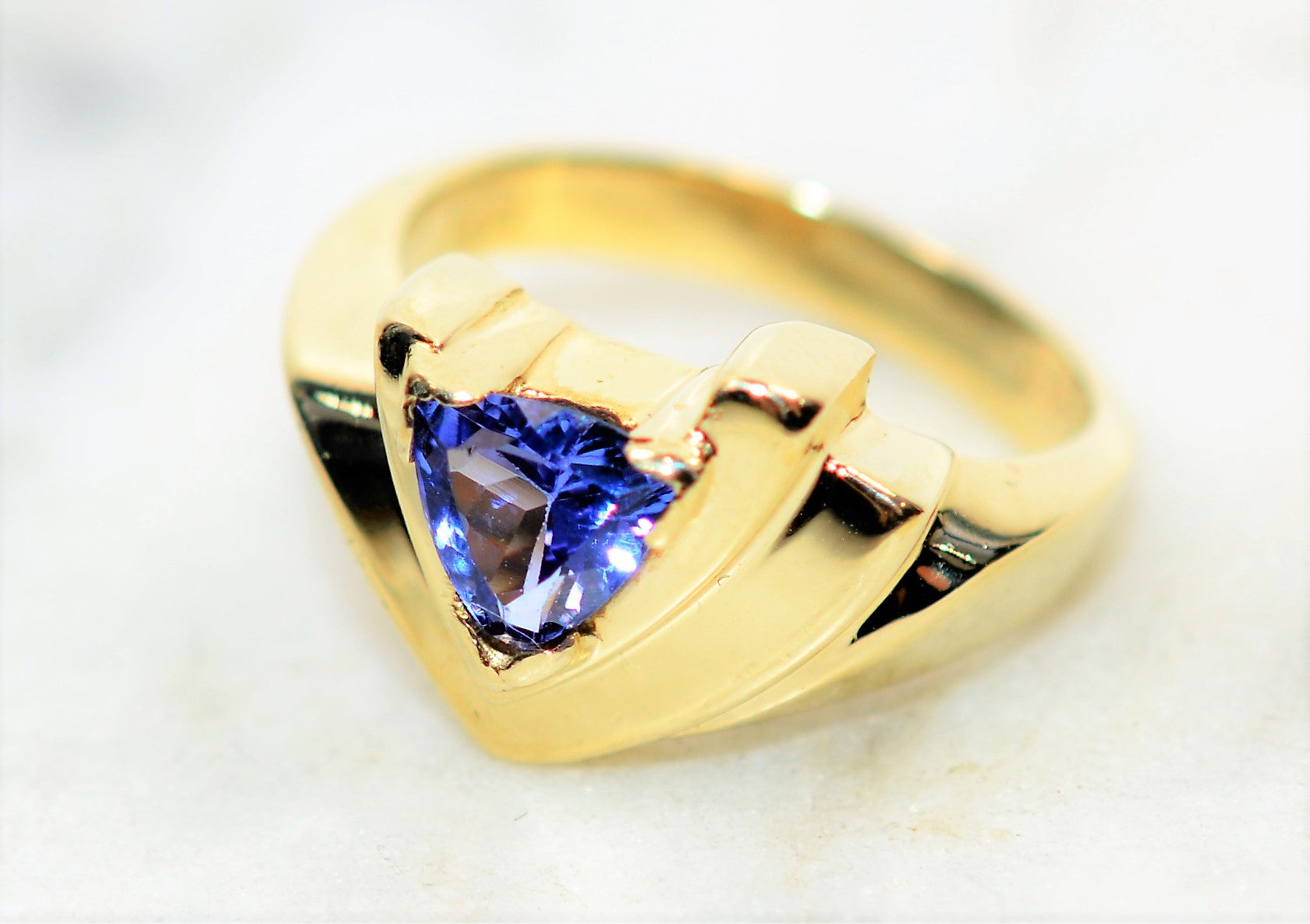 Natural Tanzanite 1.05ct Ring 14K Solid Gold Solitaire Ring Trillion Ring Gemstone Ring December Birthstone Ring Women's Ring Vintage Ring