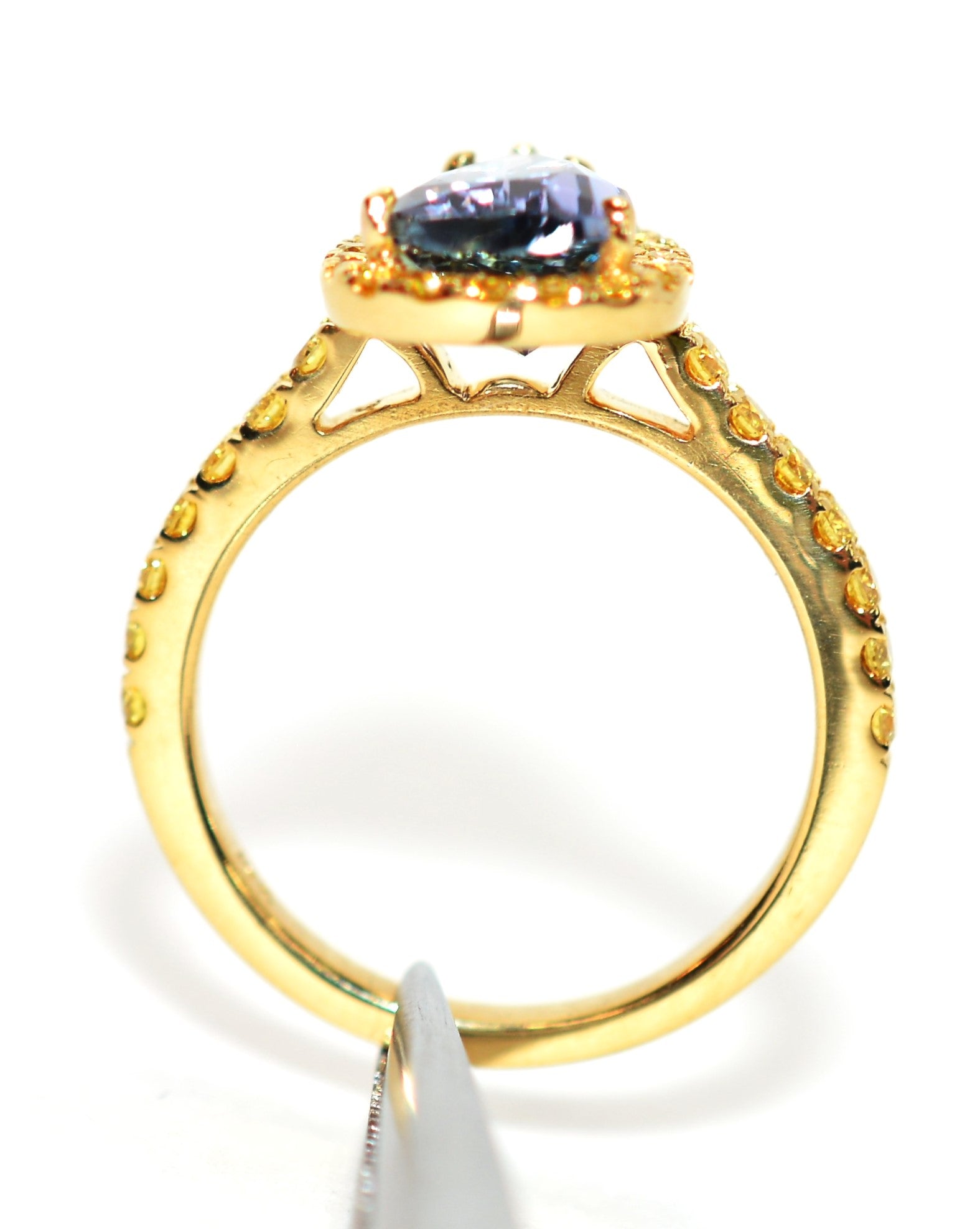 Natural D'Block Tanzanite & Fancy Yellow Diamond Ring 18K Solid Gold 3.82tcw Birthstone Statement Gemstone Bridal Cocktail Engagement Estate