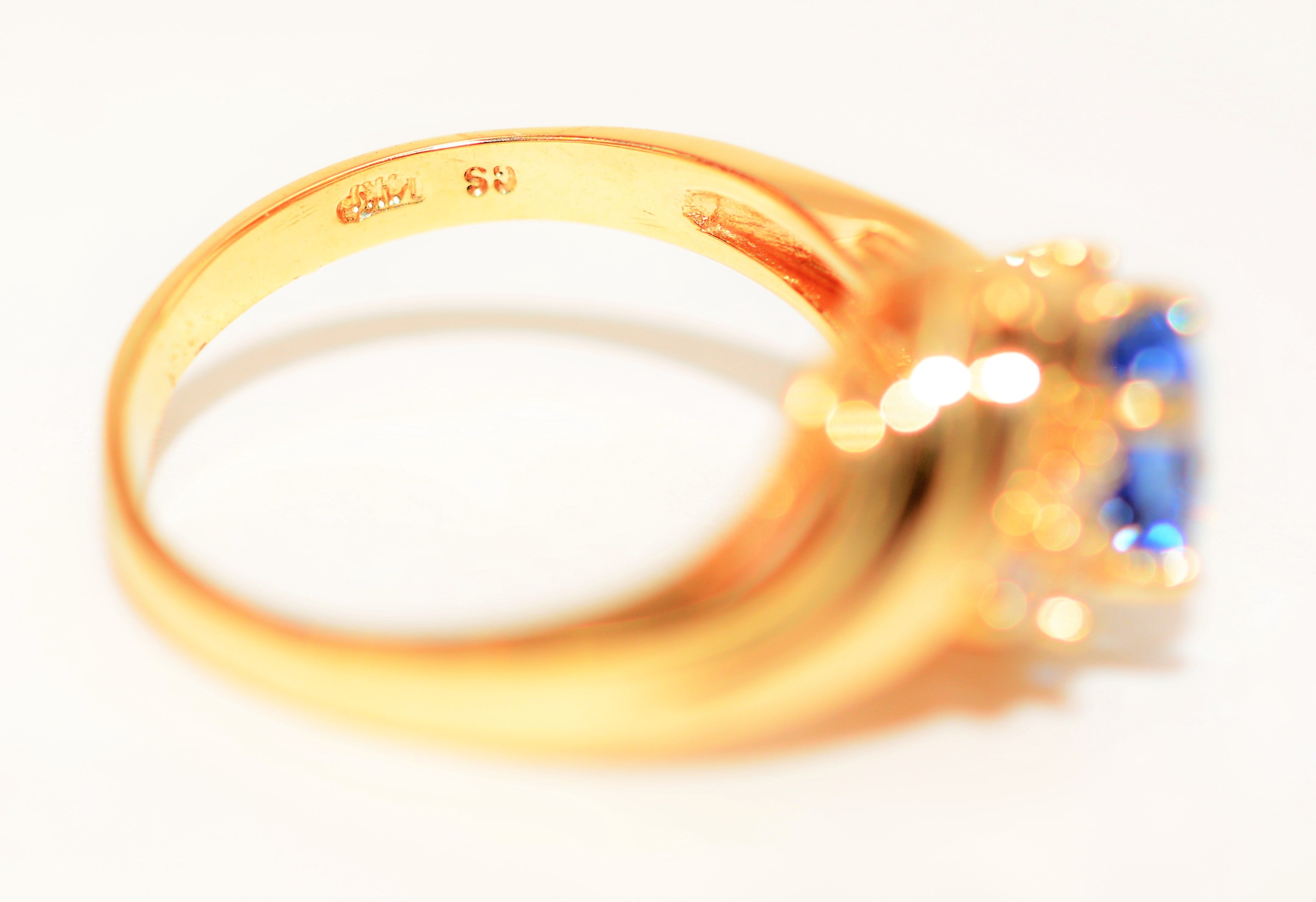 Natural Ceylon Sapphire & Diamond Ring 14K Solid Gold .97tcw Sri Lankan Sapphire Ring Gemstone Ring September Birthstones Ring Women's Ring