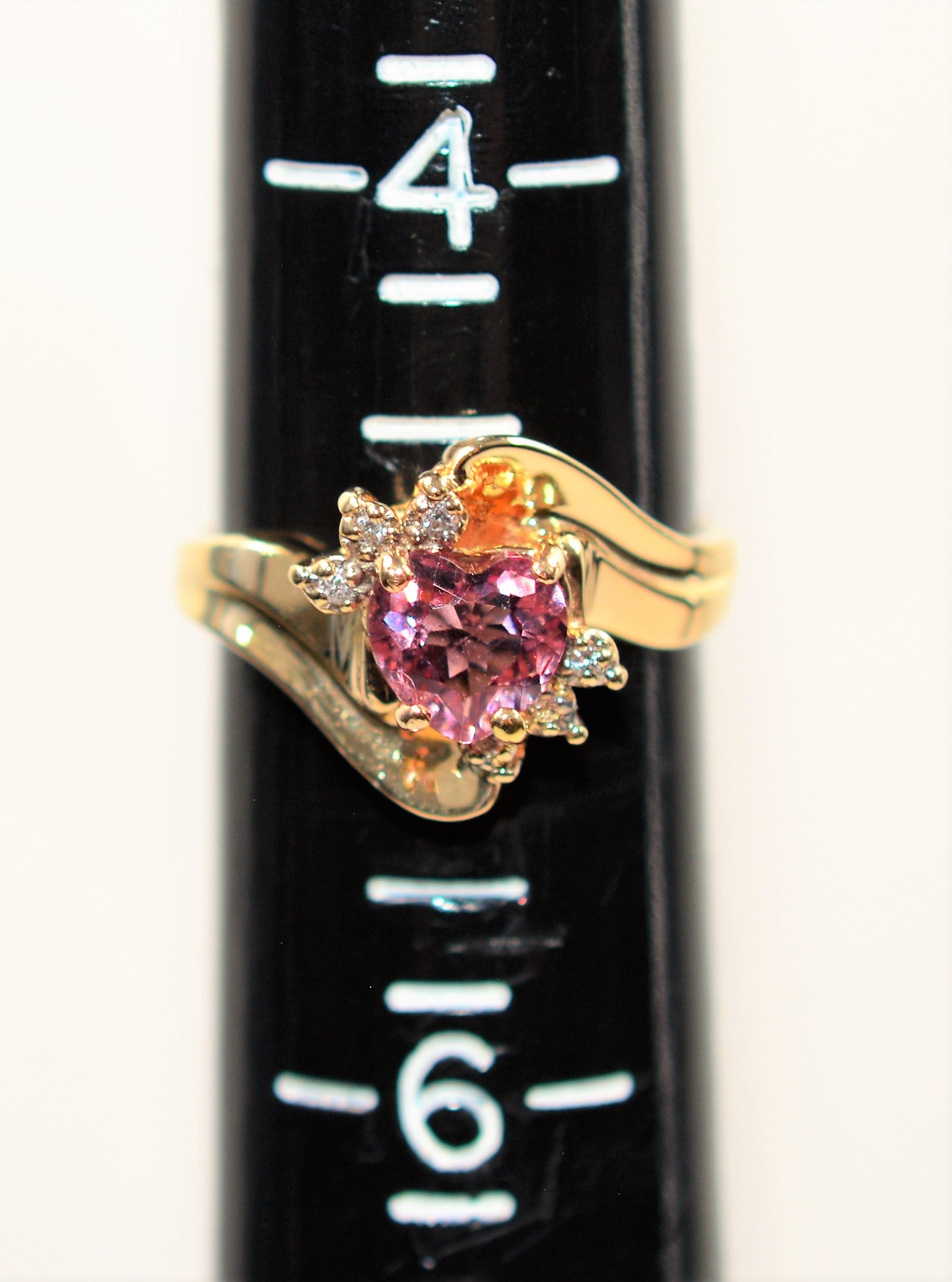 Natural Malaia Malaya Garnet & Diamond Ring 14K Solid Gold 1.10tcw Heart Ring Engagement Ring Gemstone Ring Women's Ring Estate Jewelry
