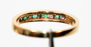 Natural Colombian Emerald & Diamond Band 10K Solid Gold .27tcw Emerald Ring Gemstone Ring Birthstone Ring Wedding Band Vintage Ring Bridal