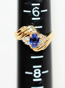Natural Ceylon Sapphire & Diamond Ring 14K Solid Gold .97tcw Sri Lankan Sapphire Ring Gemstone Ring September Birthstones Ring Women's Ring