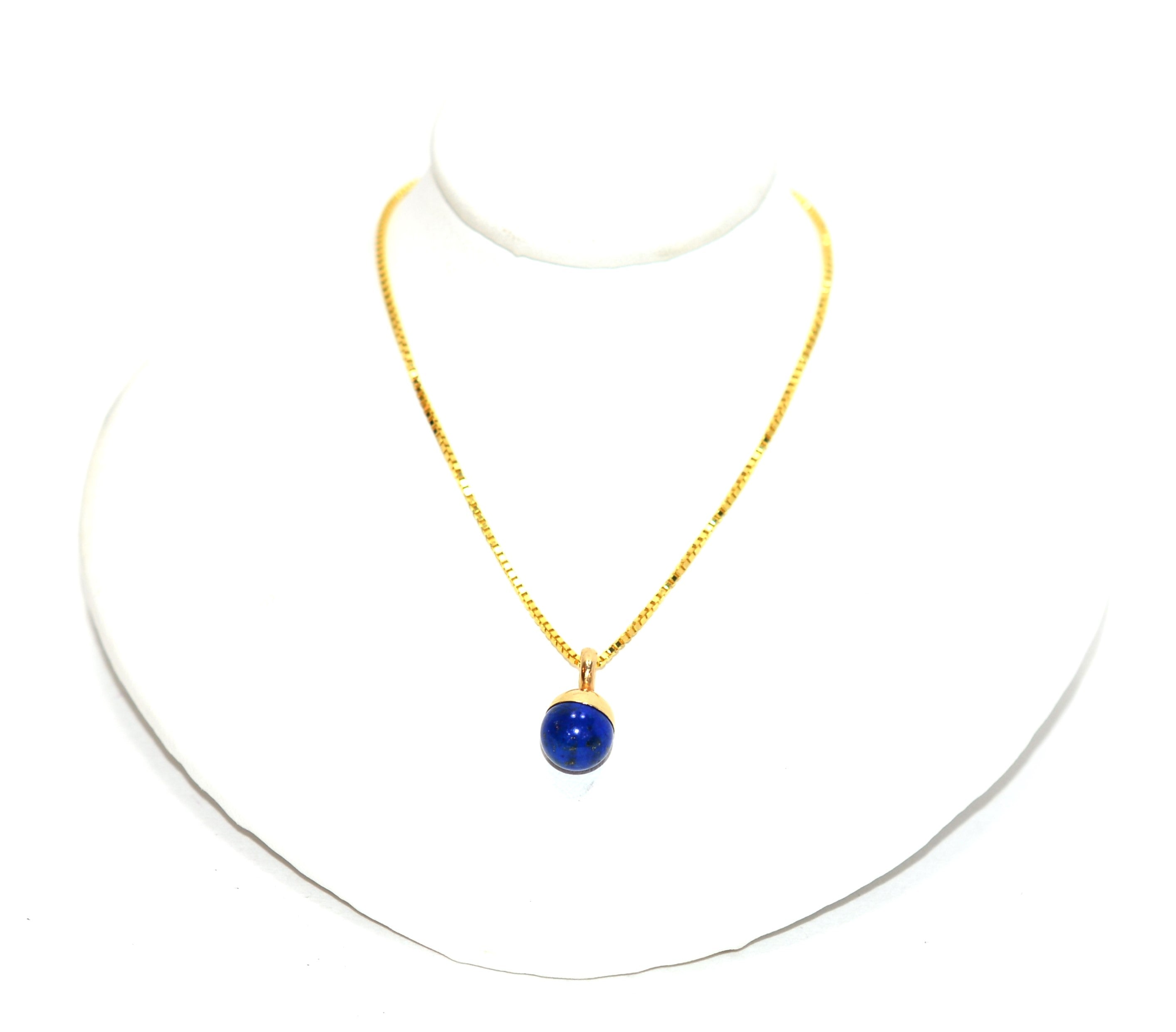Natural Lapis Lazuli Necklace 14K Solid Gold Pendant Estate Jewellery Vintage Necklace Ladies Womens Fine Birthstone Blue Gemstone Solitaire