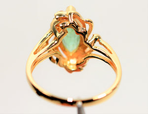Natural Paraiba Tourmaline & Diamond Ring 14K Solid Gold 1.23tcw Marquise Gemstone Women's Ring Statement Ring Vintage Ring Estate Jewellery