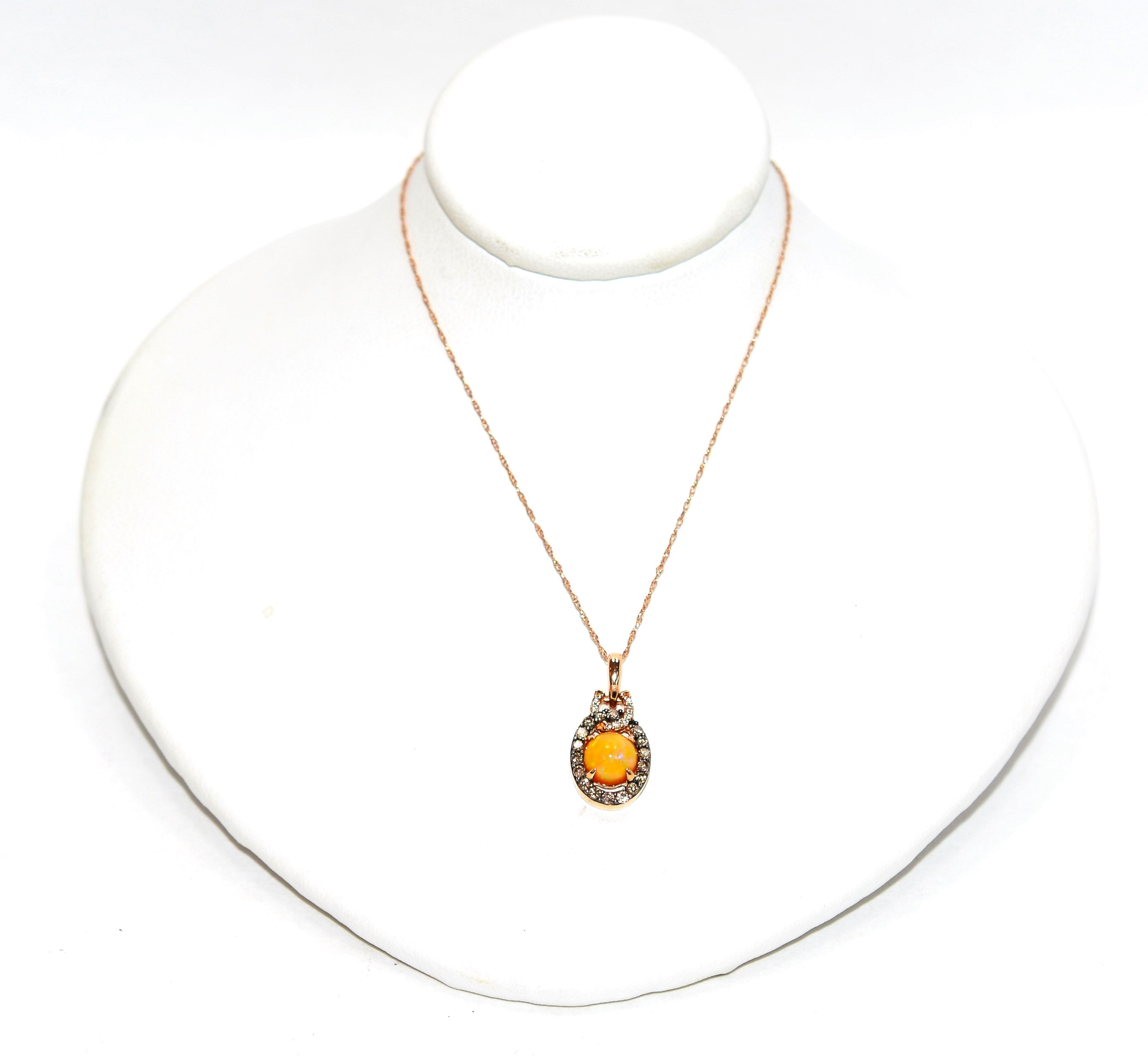 LeVian Natural Neopolitan Opal & Diamond Necklace 14K Rose Gold .83tcw Pendant Necklace Strawberry Gold Designer Statement Jewelry Estate