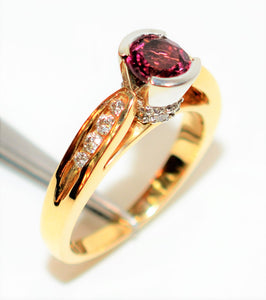 Natural Rubellite & Diamond Ring 14K Solid Gold .98tcw Pink Tourmaline Ring Womens Ring Engagement Ring Cocktail Ring Statement Ring Bridal