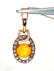LeVian Natural Neopolitan Opal & Diamond Necklace 14K Rose Gold .83tcw Pendant Necklace Strawberry Gold Designer Statement Jewelry Estate