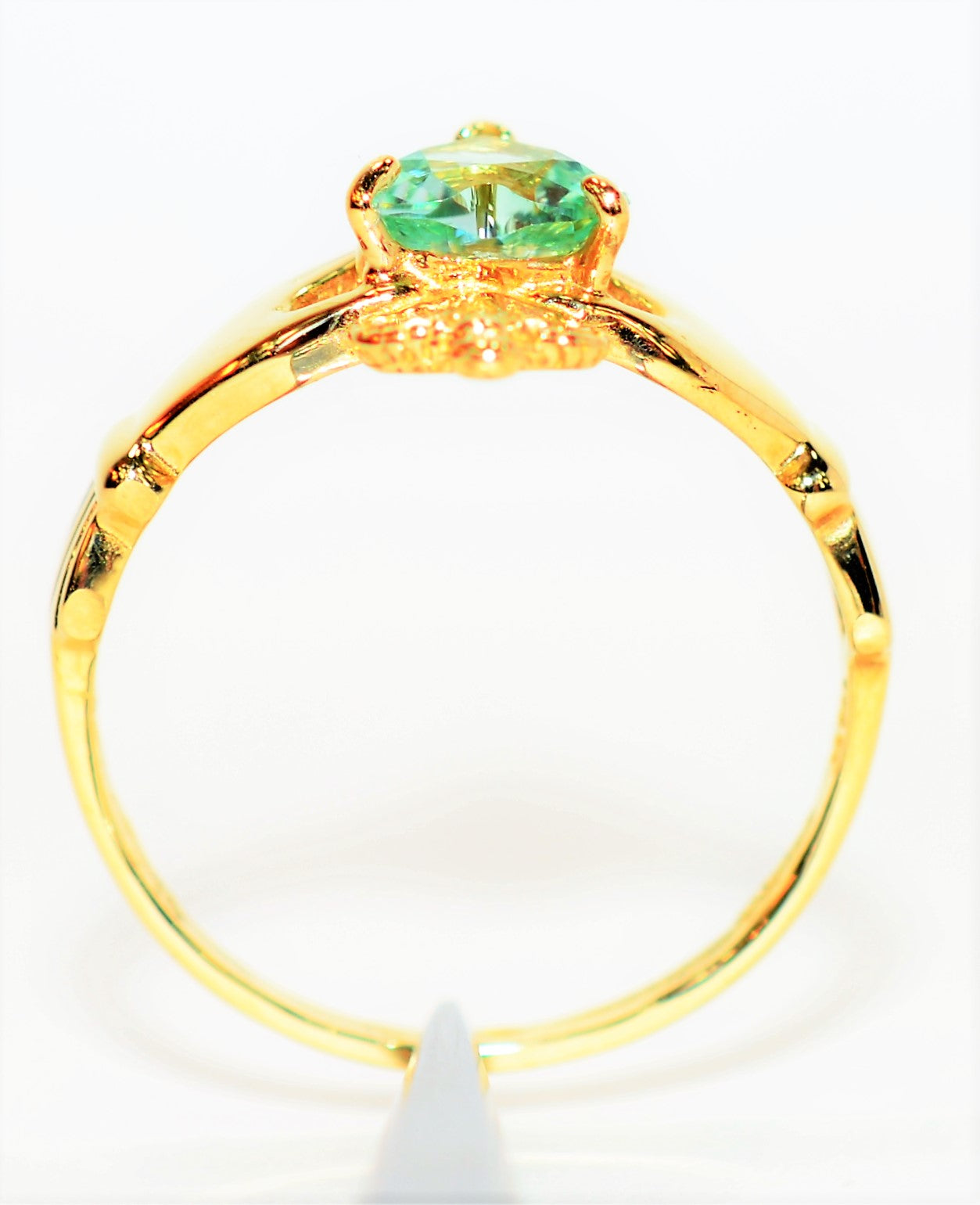 Certified Natural Paraiba Tourmaline Ring 14K Solid Gold Irish Claddagh .72ct Gemstone Heart Promise Ring Engagement Estate Jewelry