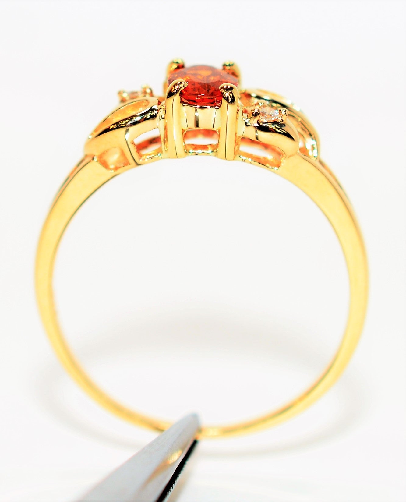 Natural Spessartine Mandarin Garnet & Diamond Ring 14K Solid Gold .59tcw Gemstone Ring Garnet Ring Birthstone Ring Orange Ring Cocktail Ring