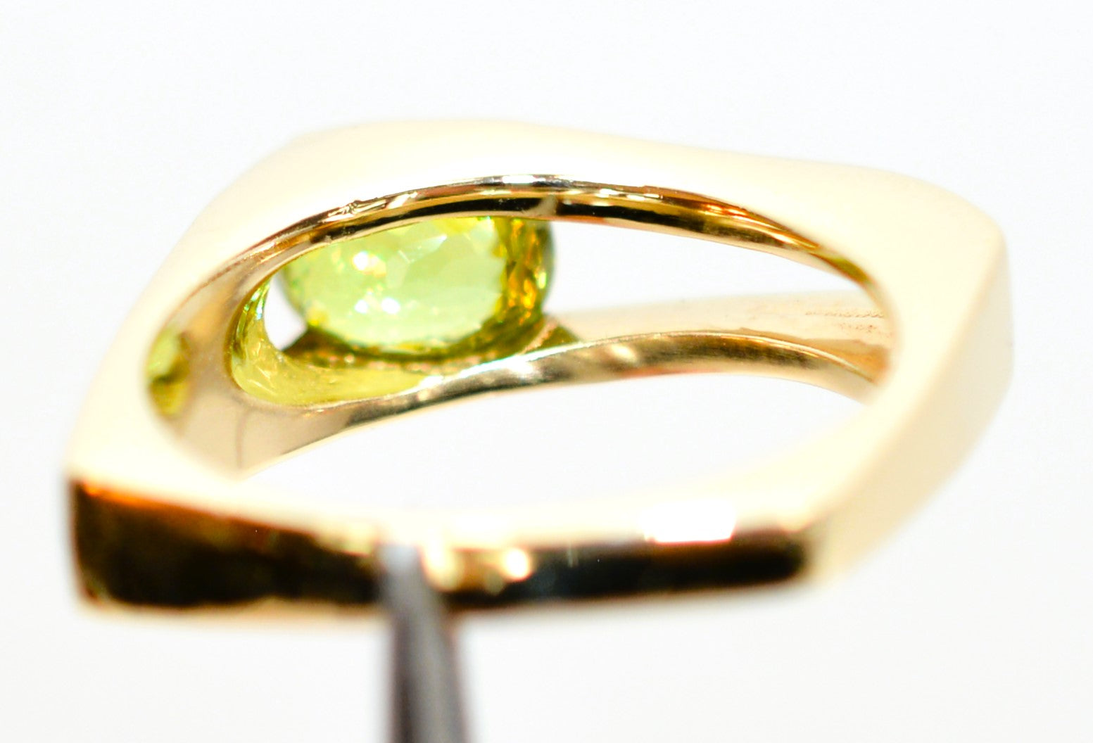 Natural Sphene Ring 14K Solid Gold Ring 1.09ct Gemstone Ring Titanite Ring Solitaire Ring Yellow Ring Green Ring Square Ring Womens Ring Jewelry