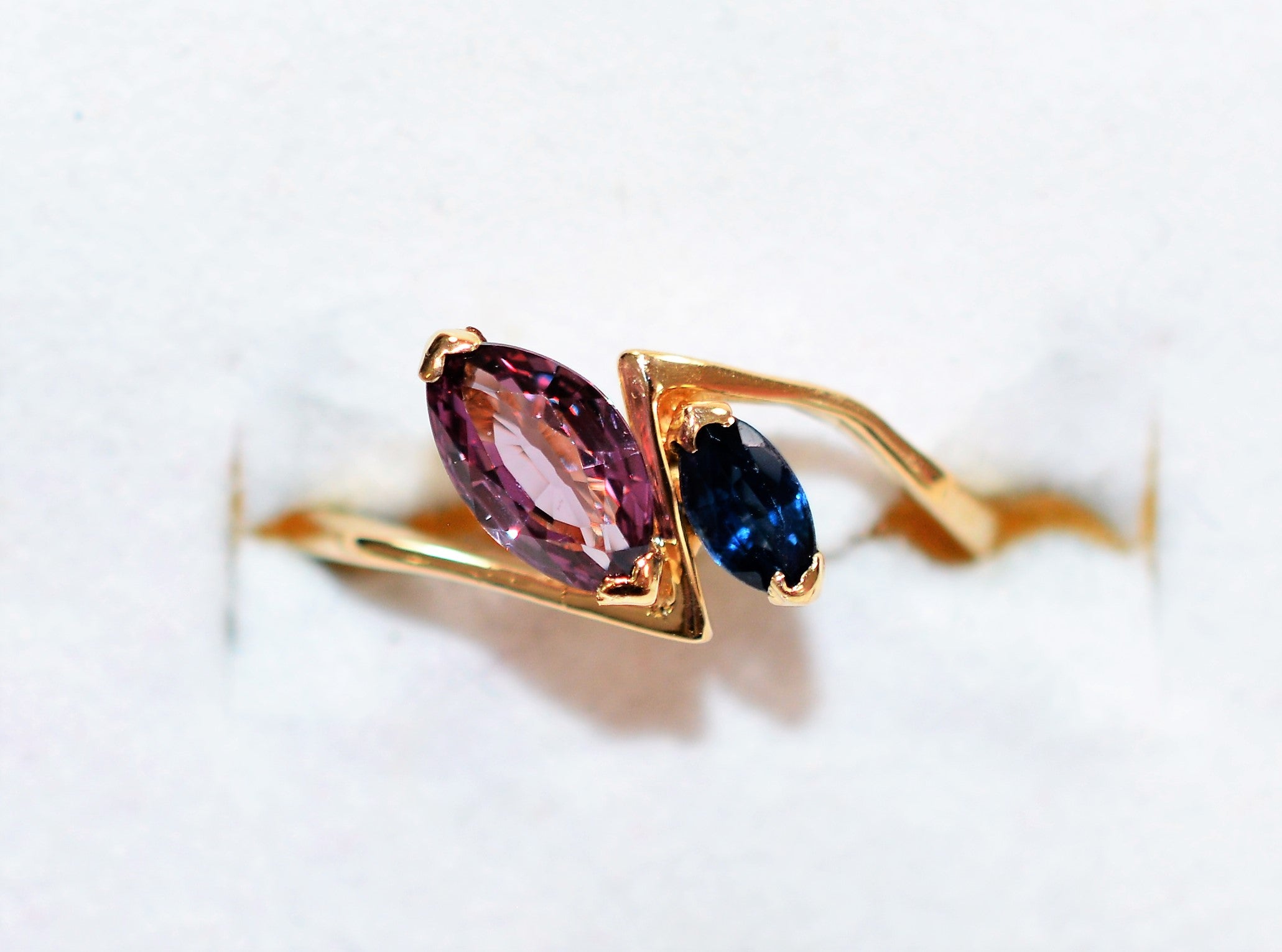 Natural Spinel & Blue Sapphire Ring 14K Solid Gold .75tcw Gemstone Ring Birthstone Ring Multistone Ring Statement Ring Women's Ring Jewelry